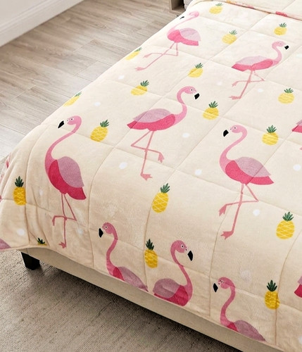 ZonLi Kids Weighted Blanket 10-lbs 41x60 Flamingo Fleece