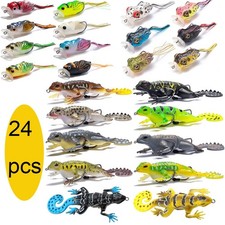 24 PCS Mixed Frog lizard Lures Kits, for Saltwater Freshwater Trout Salmon Baits