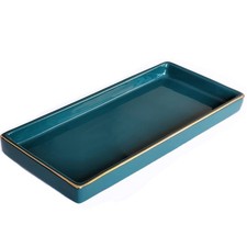 10 x 5 Ceramic Bathroom Tray for Countertop, Decorative Vanity Tray for Dress...