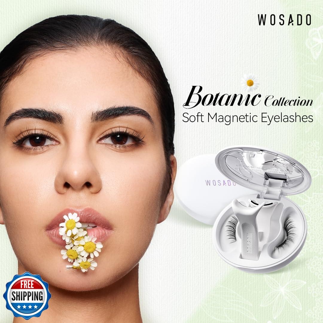 WOSADO Soft Magnetic Eyelashes Kit with Applicator, [Daisy] 22mm Reusable Glu
