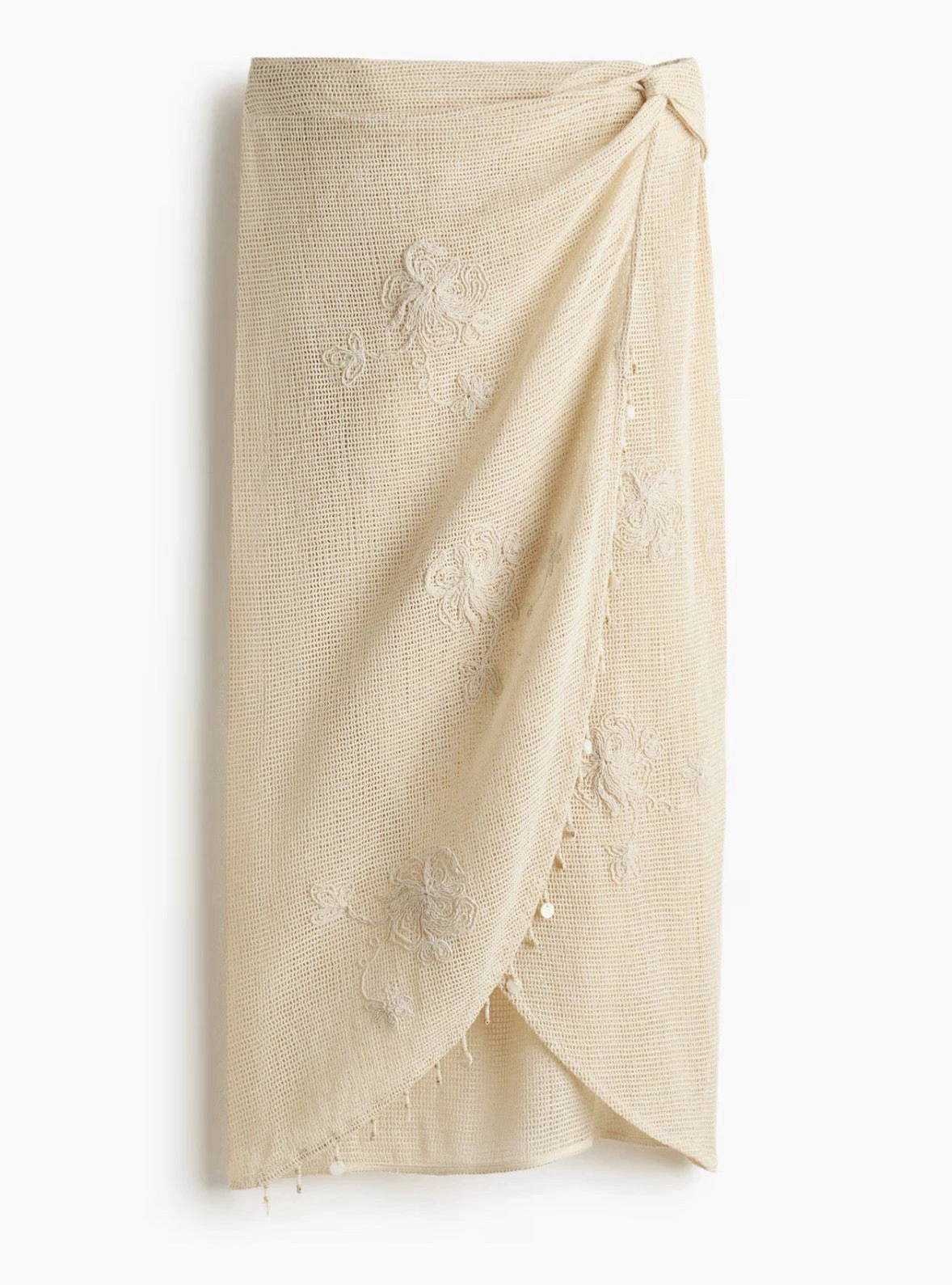 H&M Embroidered Cotton Beach Skirt (Light beige) Sz M
