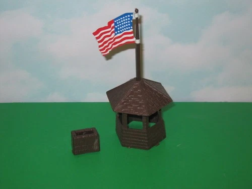 Vintage MARX TIN LITHO FLAG FORT APACHE PLAYSET Complete Tower Top