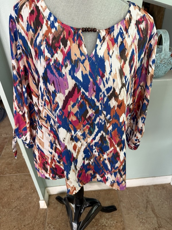 Allison Daley Women Blouse Shirt Top PXL Petite 3/4 Sleeve Button Up  $64