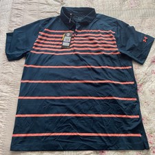 NEW UNDER ARMOUR COOL SWITCH STRIPPED TEAL/ORANGE GOLF POLO SIZE XL