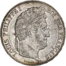 [#1307676] France, Louis-Philippe, 5 Francs, 1835, Rouen, Silver, AU, Gadoury:67