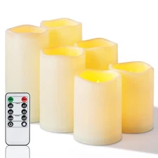 Waterproof LED Pillar Candles Remote Timer Indoor Outdoor Battery Operated Set