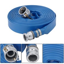 New 1-1/2" x 100 FT Blue PVC Irrigation Discharge Hose W/ Aluminum Connectors