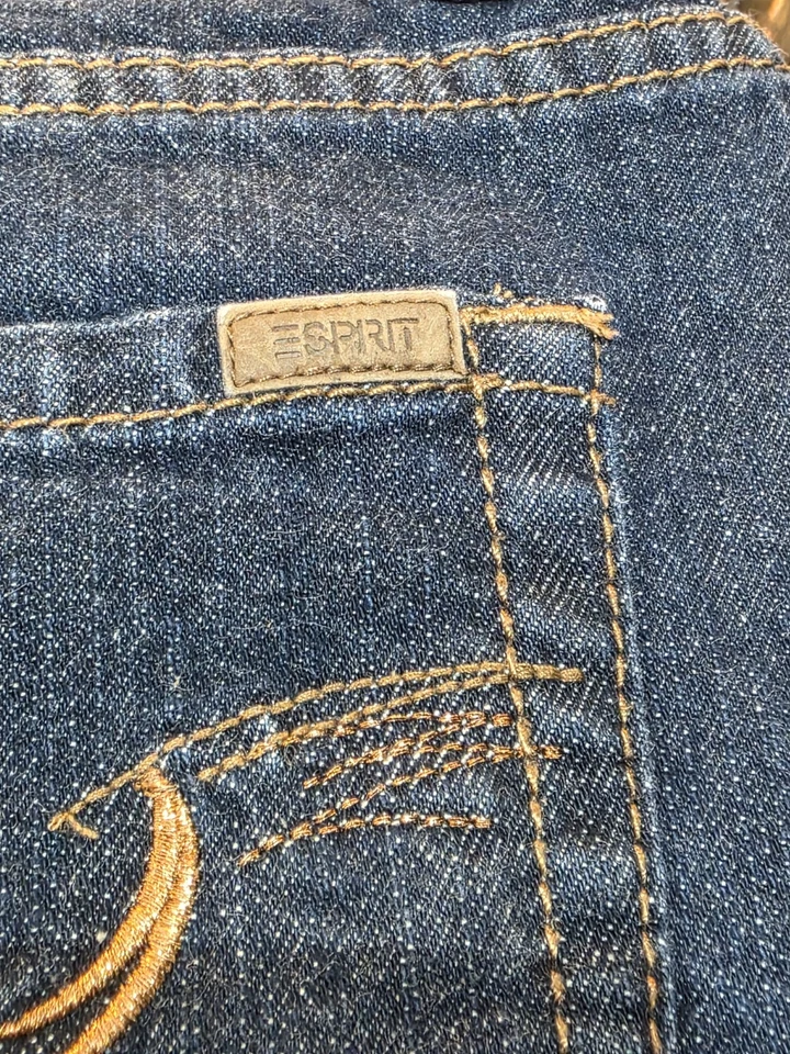Esprit Denim Mini Skirt Dark Wash Women's Size 8 Embroidered Pockets Casual  - Image 4 of 4