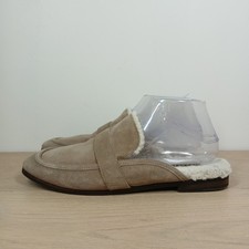 Lucky Brand Mules Women's 8.5 Beige Suede Shearling Backless Loafers Flats Cozy