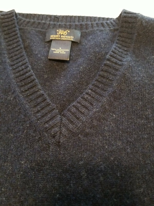 Brooks Brothers "346" Sweater Vest Large Sleeveless Navy Blue 100% Lambs Wool