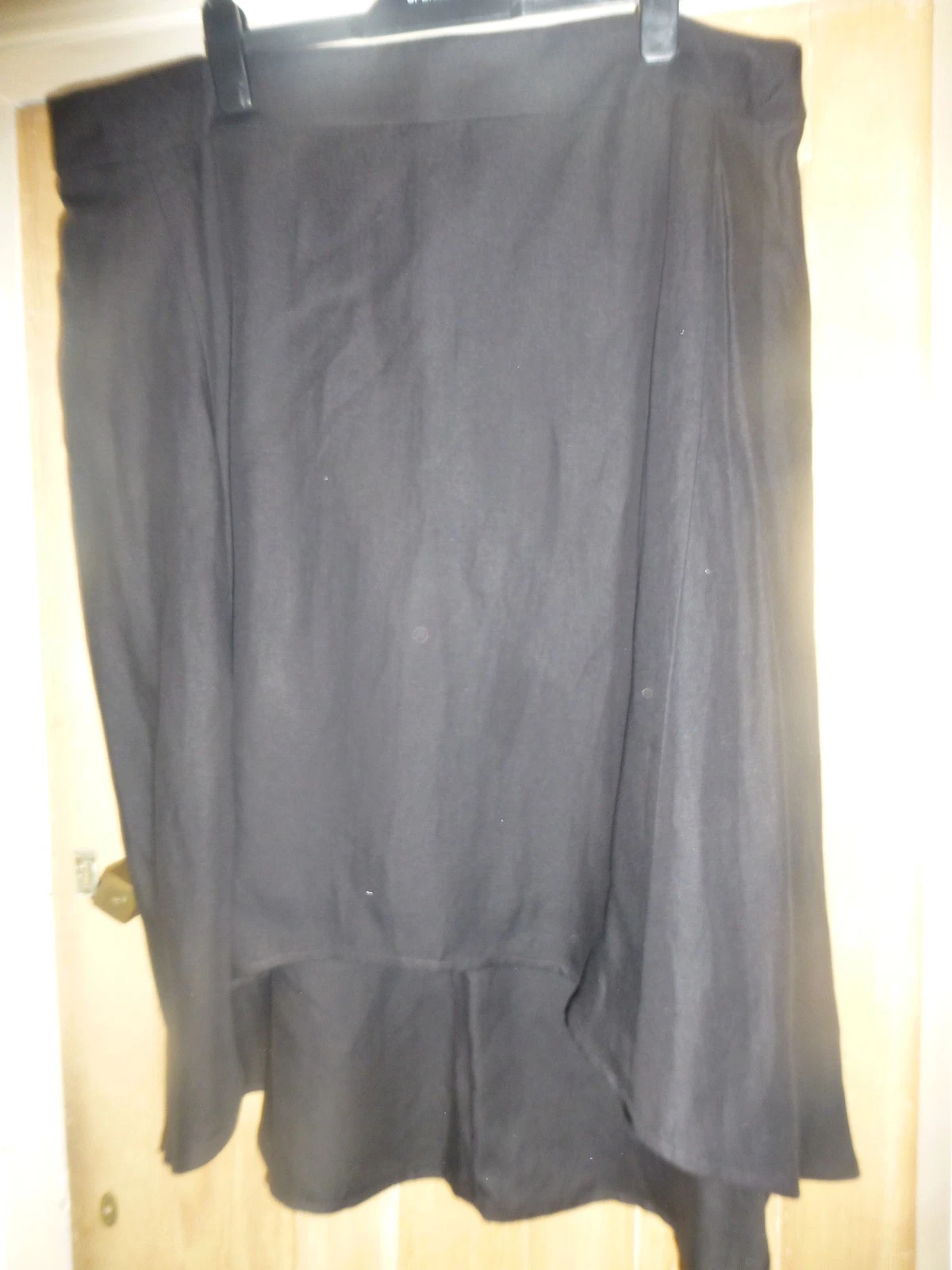 BNWT M&S AUTOGRAPH LINEN BLEND DIP HEM LINED SKIRT BLACK BACK ZIP SIZE 22