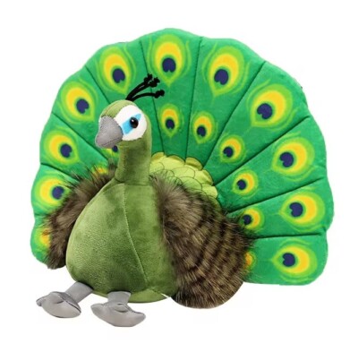Green Peafowl Peacock Plush Toy 9'' Stuffed Animal Toddler Doll Gift for Kids
