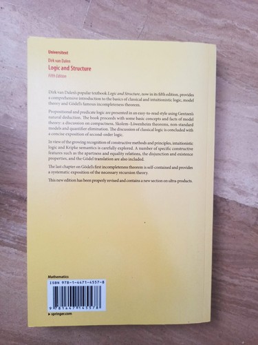 Logic And Structure Dirk Van Dalen English Fifth edition springer - Foto 2 di 4