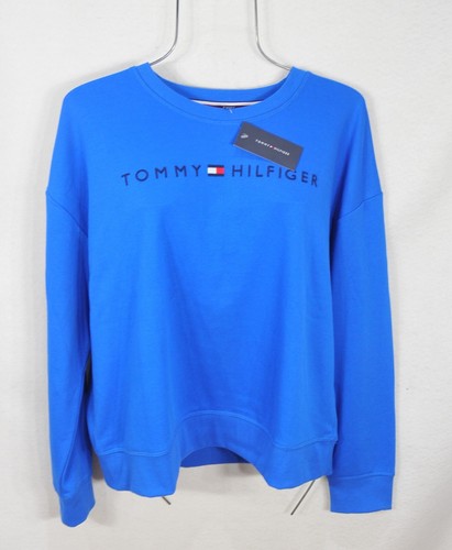 Tommy Hilfiger Women's Sweatshirt L Blue Tommy Logo Crew Neck Shirt Top NWT - Picture 6 of 10