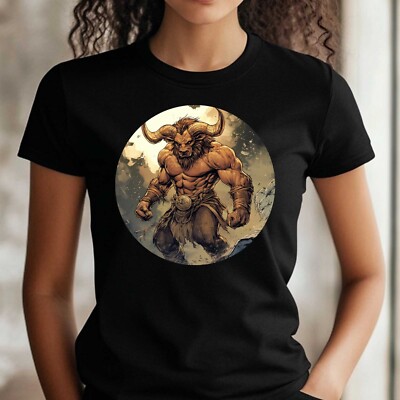 Frauen T-Shirt Minotaurus Comic Motiv Baumwolle Größe S bis 3XL