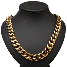 Cuban Chain Link Curb Necklace Men Women Punk Heavy Stainless Steel 19mm 24inch