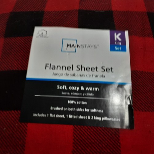 Mainstays KING Flannel Sheet Set 100% Brushed Cotton Flat-Fitted-2 pillowcases - Picture 7 of 8