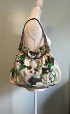 Vintage y2k Element brand Tree Print Canvas Shoulder Bag Green White Gray