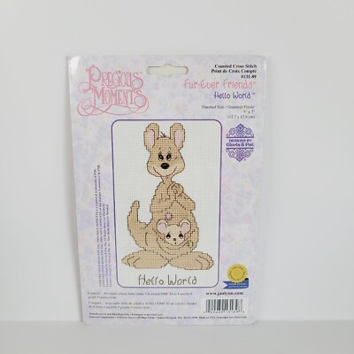Precious Moments Fur Ever Friends Hello World Kangaroo Counted Cross Stitch Kit