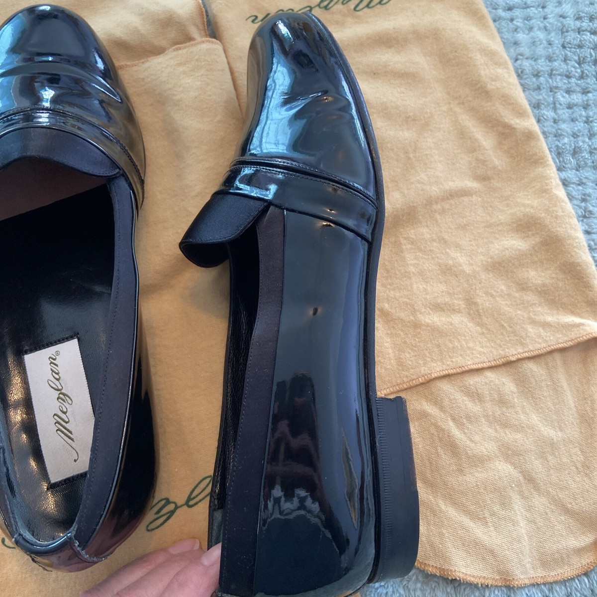 Mezlan-“Mirage” Patent Leather & Satin Trim Formal /Tuxedo Shoes-Sz 9.5W Mezlan Patent Leather Dress Shoes for Men for sale | eBay main image 3