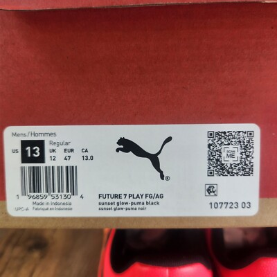 PUMA Future 7 Play FG/AG 107723-03 Men Sz 13 Black Sunset  display picture 3