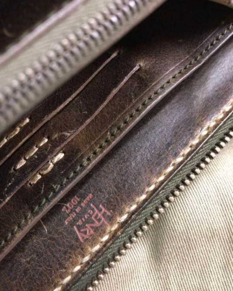 Auth HENRY CUIR Brown long wallet Leather From Japan - Image 3 of 4