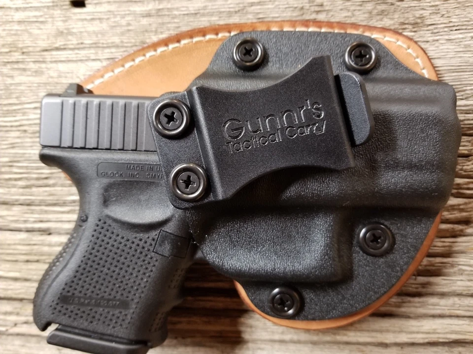 Funda híbrida KYDEX/CUERO CCW oculta CCW para S&W, CZ, CANIK, STEYR—IWB Foto 4 de 4