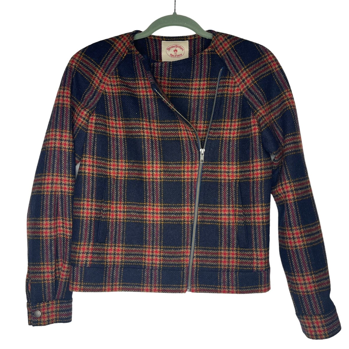 Brooks Brothers Red Fleece Womens Plaid Wool Jacket Asymmetrical