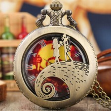 3 Color Steampunk Bronze Hollow Out Men Women Quartz Pocket Watch Necklace Chain