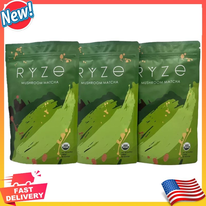 ORGANIC RYZE Mushroom Matcha Coffee, RYZE MUSHROOM MATCHA 180g Servings US