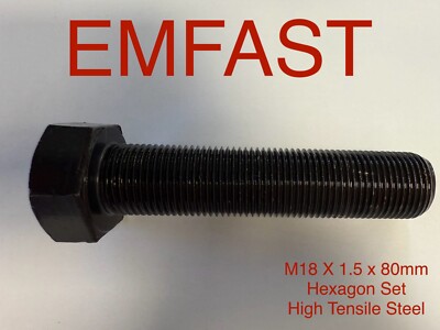 M18 x 1,5 mm x 80 metrische Feinsteigung Sechskant Madenschrauben Stahl Vollgewindeschraube 1,5
