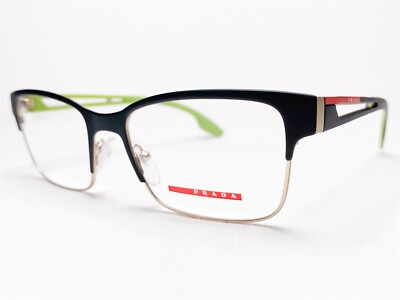 Prada Eyeglasses Frames VPS55I BEO-1O1 Unisex Black/Gold Rectangle 53/18~145 NEW