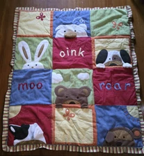 COCALO 3-D BABY FARM ANIMALS QUILT COW, DOG, PIG & MORE Rod Pocket can be hung.