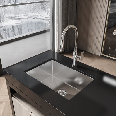 COZY Stainless Steel Kitchen Sink, 27'' undermount Single Bowl in Brushed Nickel