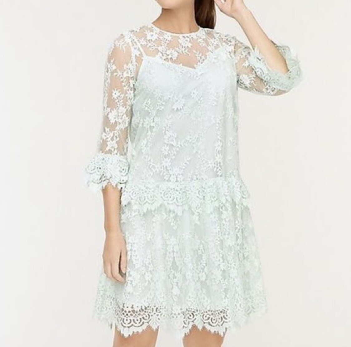J Crew Mint Green Lace Dress Sz 8 | eBay