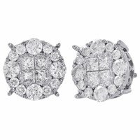 14K WeißGold Echte Prinzess-Diamant Ohrringe Mit Schraubverschluss 11,35Mm 2 Ct.
