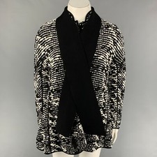 Giorgio Armani Size 10 Black White Viscose Blend Woven Buttoned Coat
