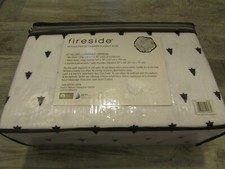 NEW FULL FLANNEL SHEET SET DOUBLE FITTED SET WHITE WITH BLACK TREES BY FIRESIDE