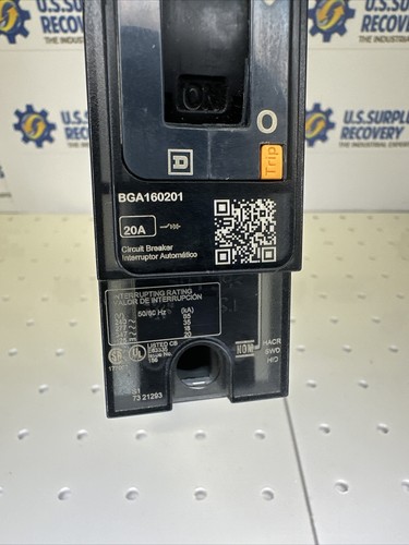 Square D BGA160201 PowerPact A Circuit Breaker 20A 1P 277V BGA I-Line A. - Picture 5 of 7