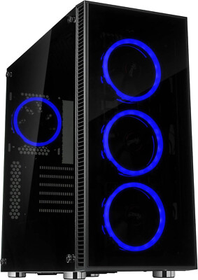 Rosewill ATX Mid Tower Gaming PC Computer Case 3 Sided Tempered Glass Dual Ring