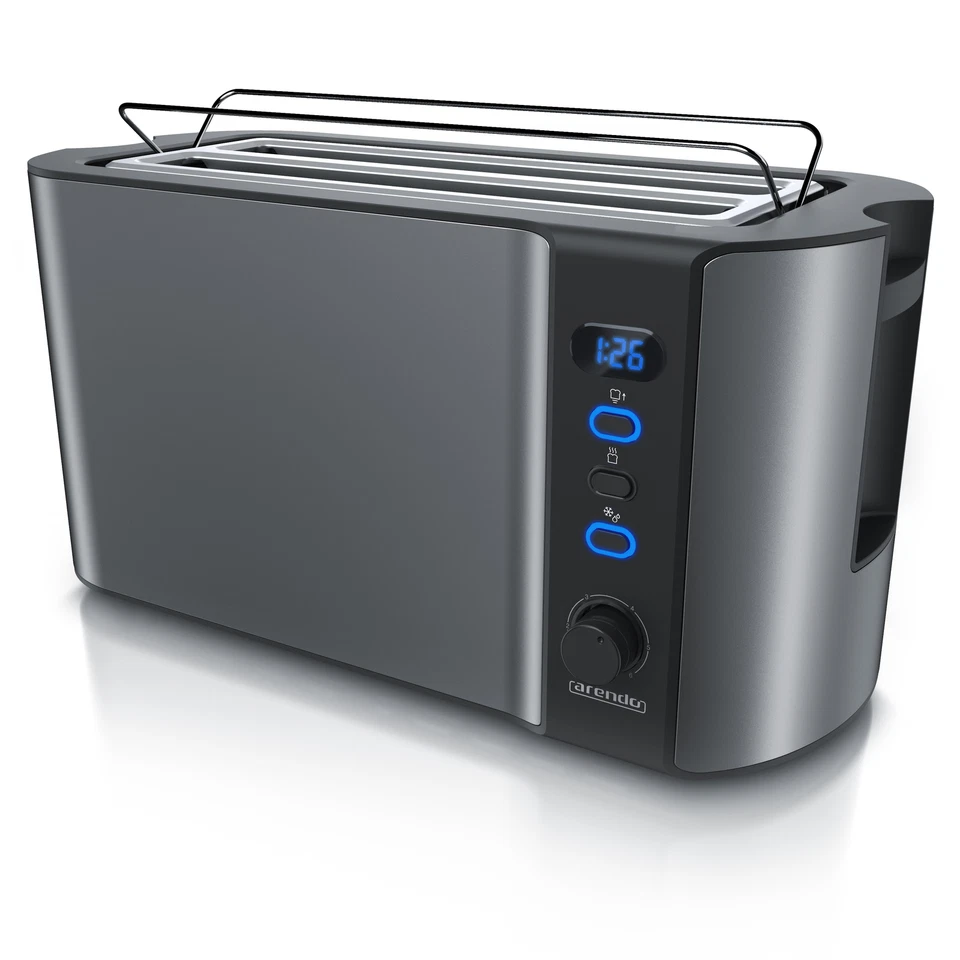 Arendo Frukost 4 Scheiben Toaster Display Auftaufunktion Warmhalten Edelstahl - Bild 2 von 4