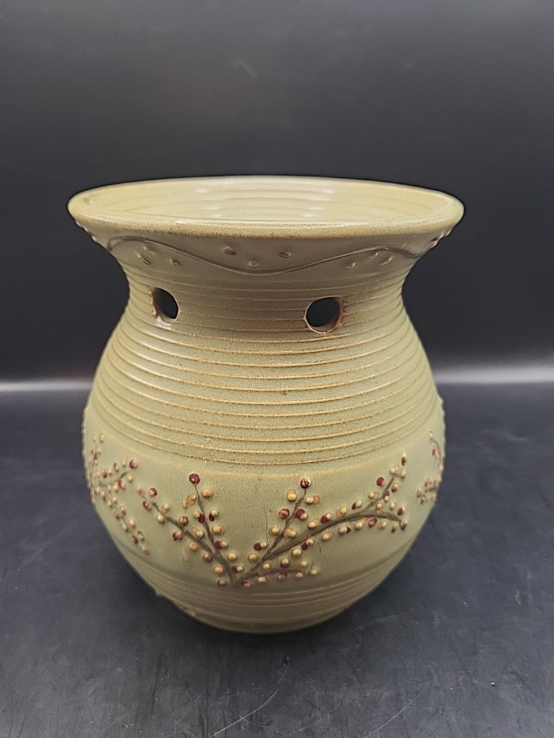 Yankee Candle Green STONEBERRY Ceramic Wax Tart Burner
