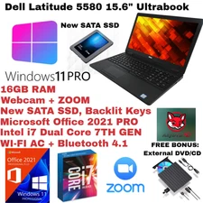 Dell 5580💻WIN11💻New 512GB SSD💥Backlit_CAM+Office 2021🎁BONUS CD📢DISCOUNT📢
