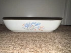 Vintage Pyrex Casserole Dish 10 3/4 X 8 1/2 Blue Iris Made in England No Lid