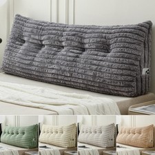 320GSM Premium Plush Wedge Headboard Pillow Cushion w/ Side Pocket for Bed Sofa