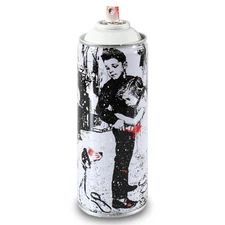 Mr. Brainwash, "Pup Art (White)" Limited Edition Hand Painted Spray Can with Pla