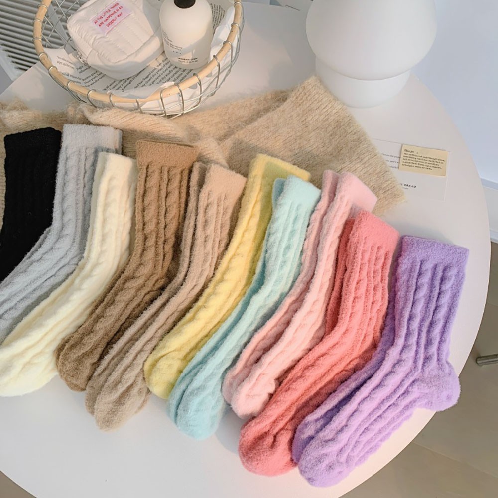 APL Pantofole Spesse Calde Antiscivolo da Donna con Calze Visone Sintetico Autunno