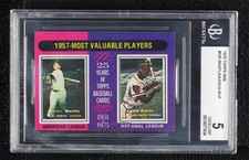 1975 Topps Mini Most Valuable Players Mickey Mantle Hank Aaron BGS 5 HOF 0q3
