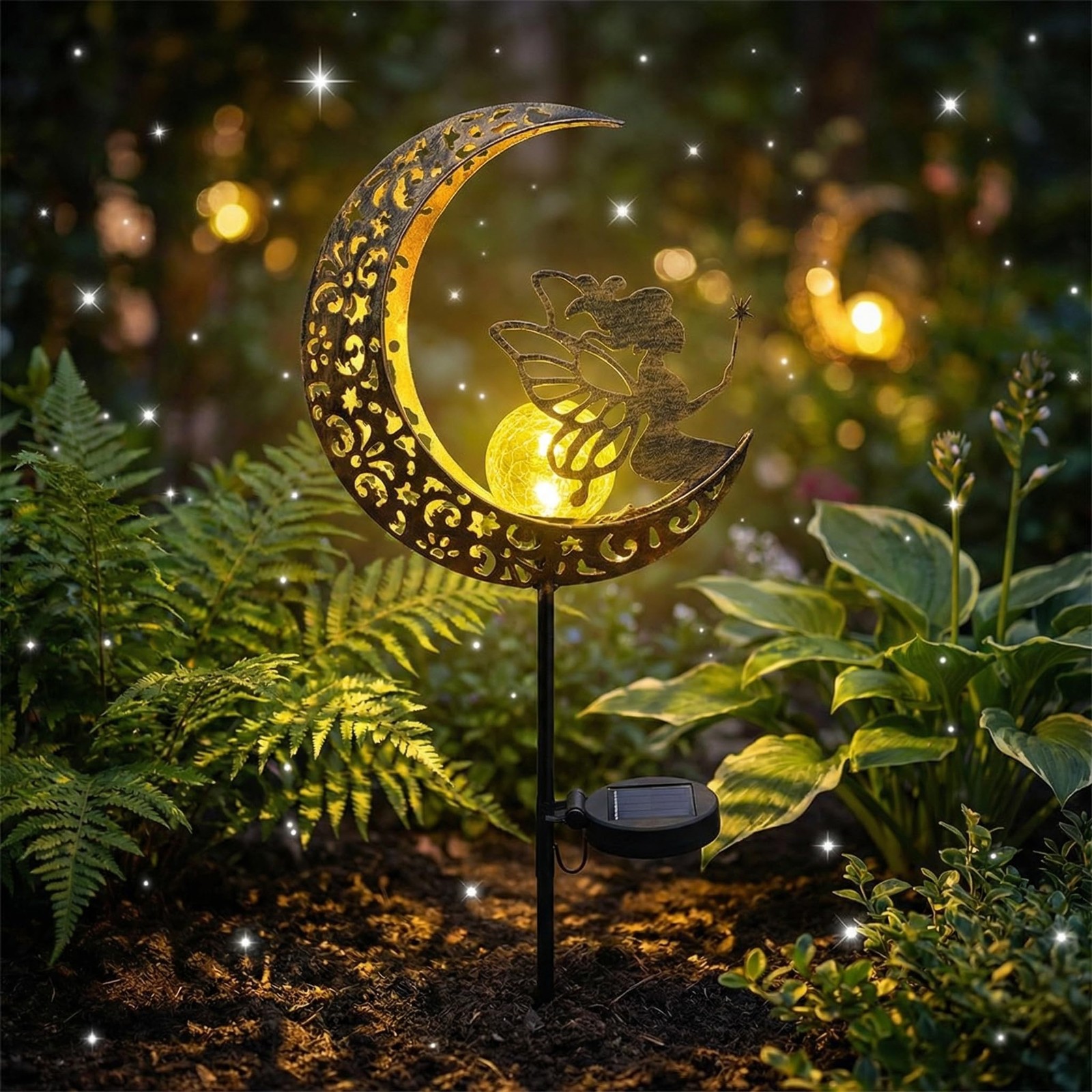 Lampe Solaire Jardin Extérieur Métal Antirouille Éclairage Allée Sans Fil Ni Électricité