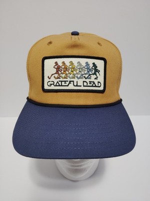 GREATFUL DEAD DANCING SKELETONS Hat Cap BLUE TAN SNAP BACK PATCH LOGO MUSIC